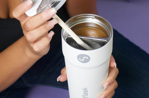 Splitflask 2 drink stainless steel water bottler hot and cold tumbler with straw